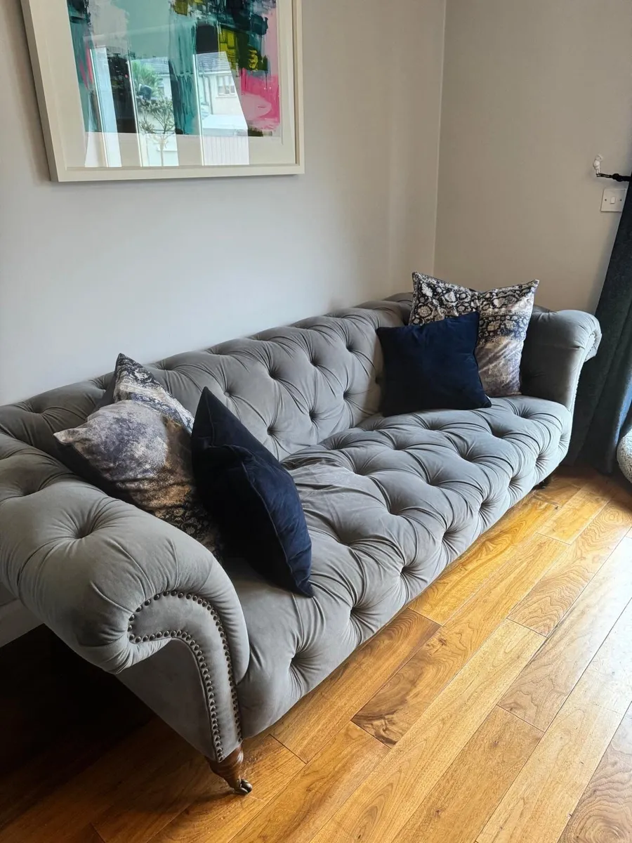 Velvet Grey Sofa - Image 2
