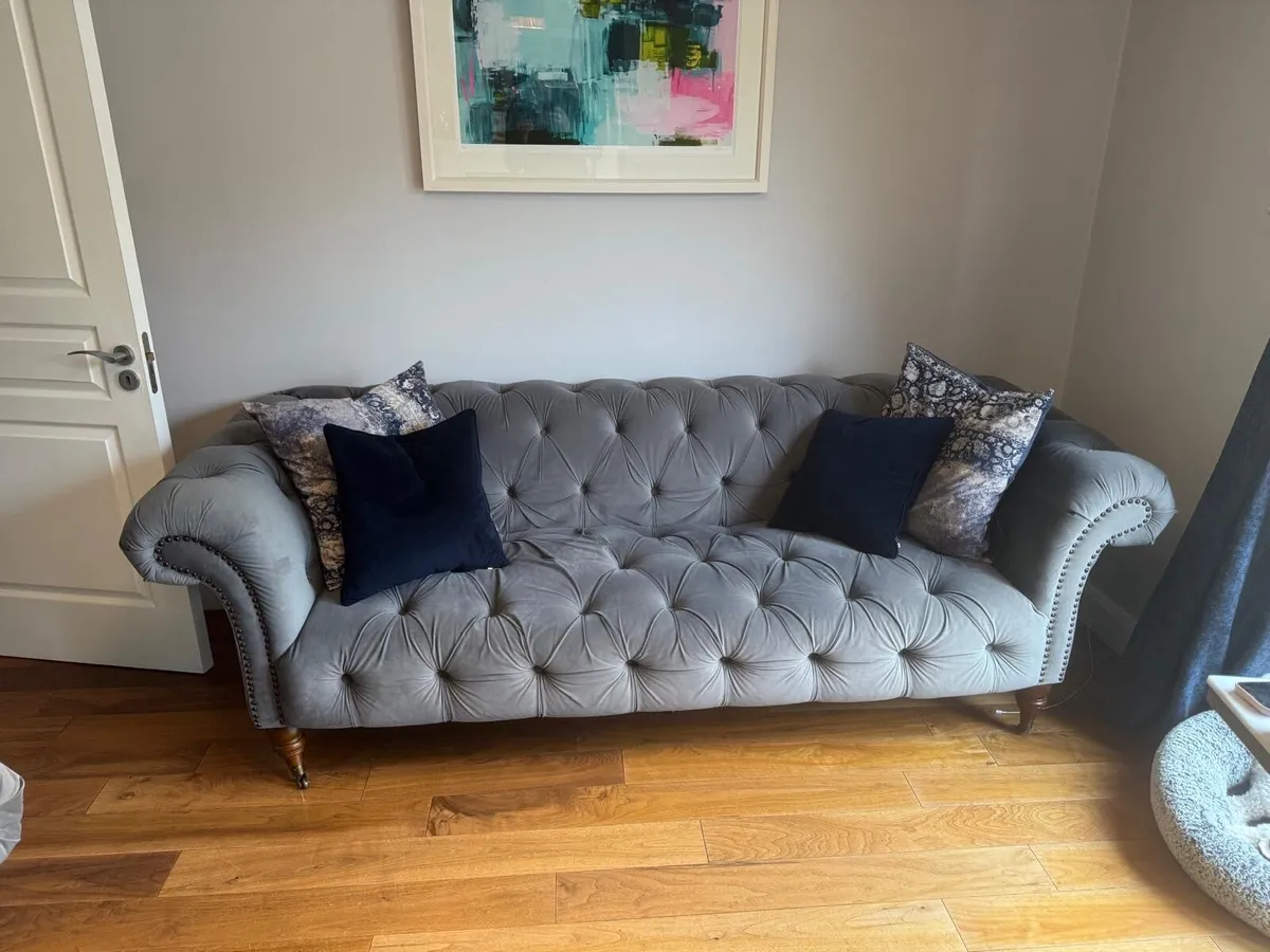 Velvet Grey Sofa - Image 3