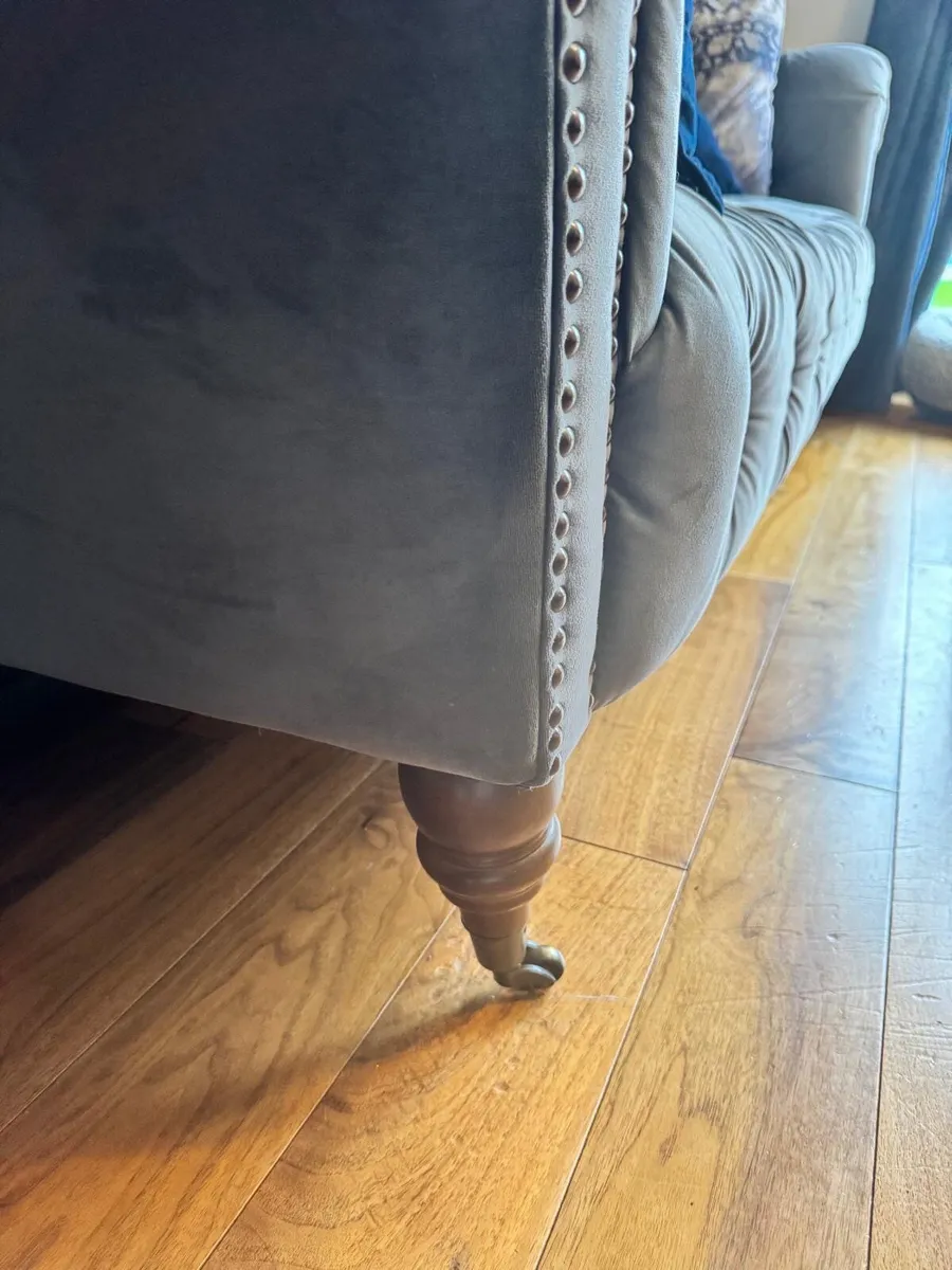 Velvet Grey Sofa - Image 4