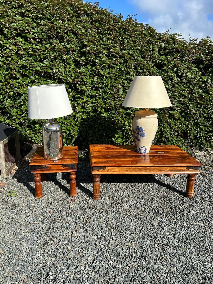 Wooden tables and two lamps for sale !! - Image 1