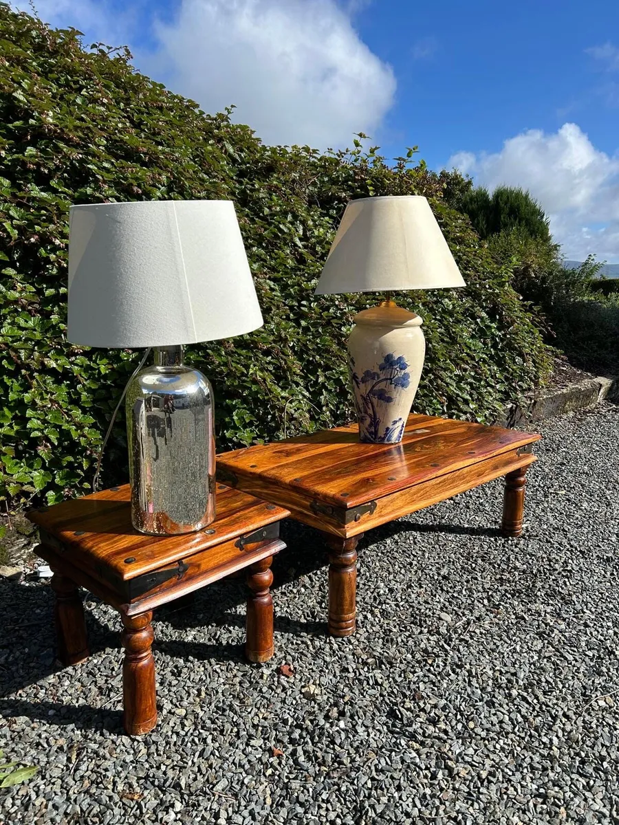 Wooden tables and two lamps for sale !! - Image 2
