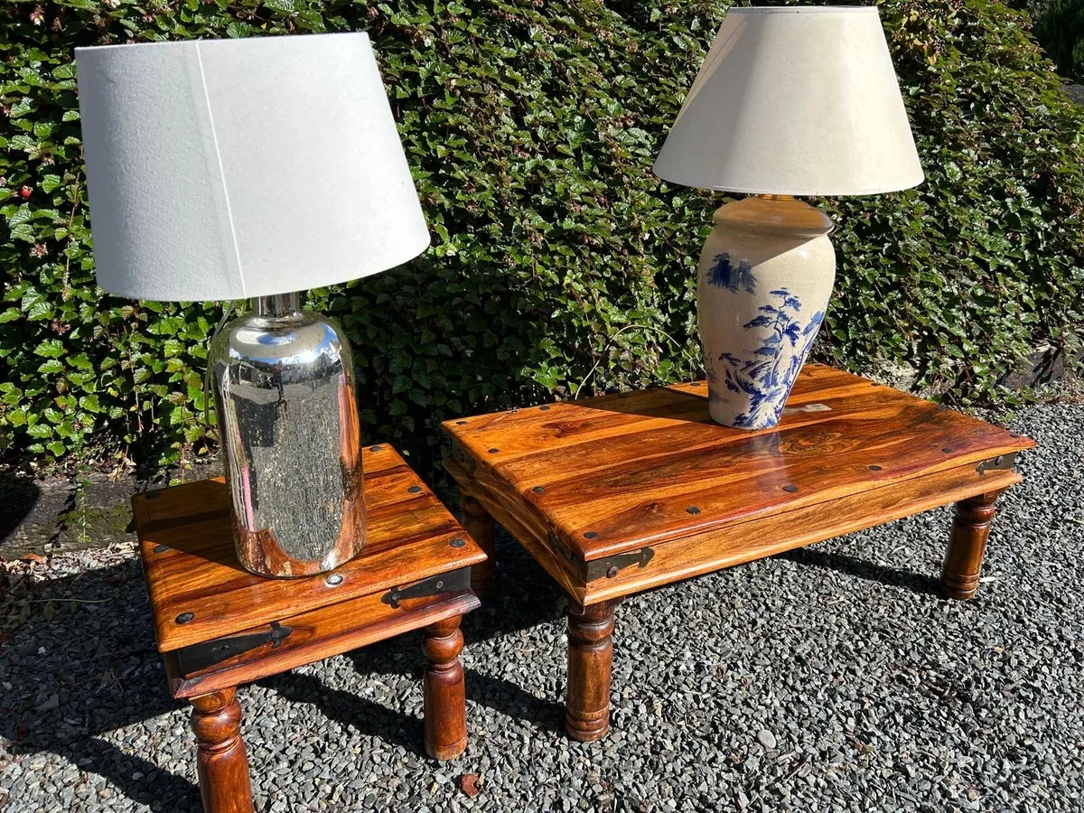 Wooden tables and two lamps for sale !! - Image 3