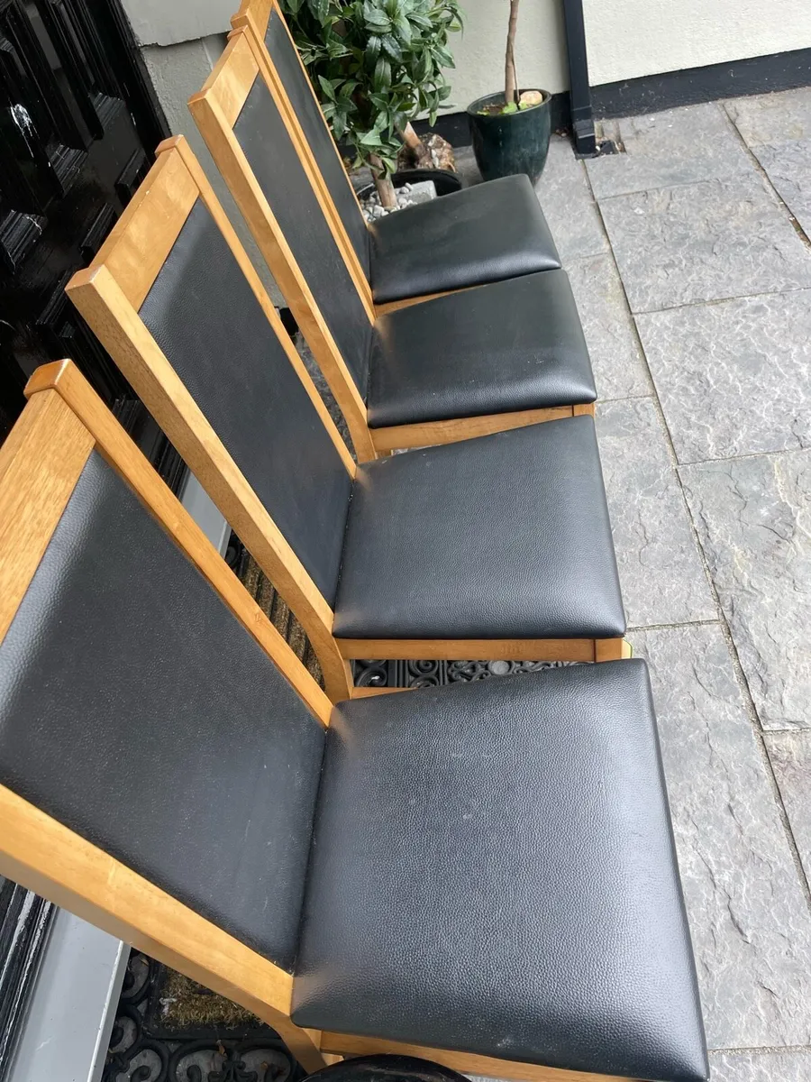 4 x Lovely Leather Wooden Kitchen Dining Chairs - Image 2