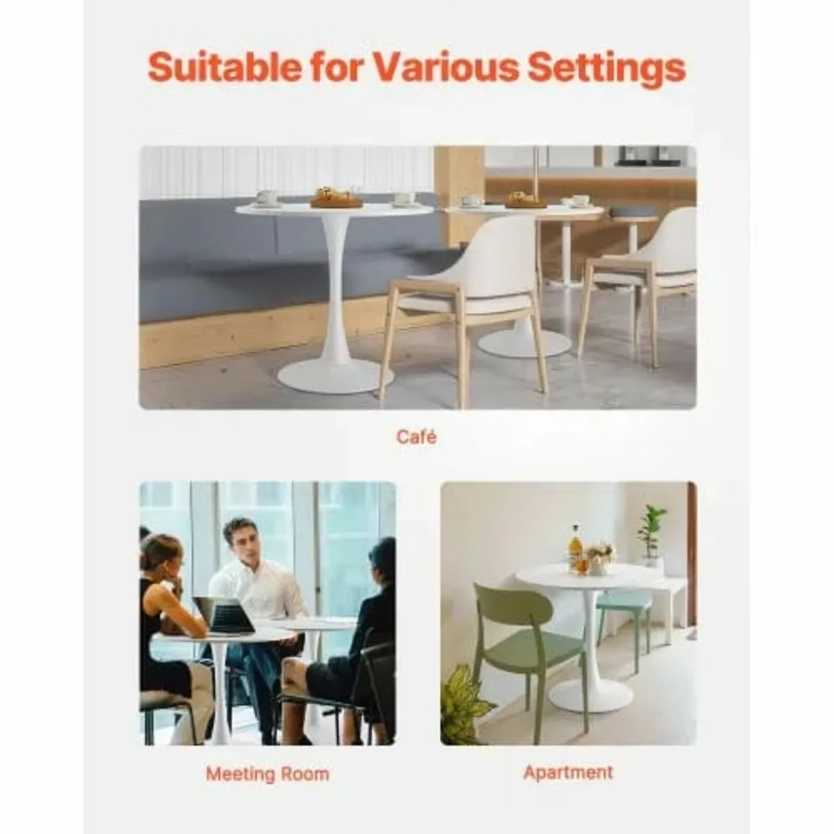 Round Dining Table, 31.5 in Wood Table for 2-4 Per - Image 3