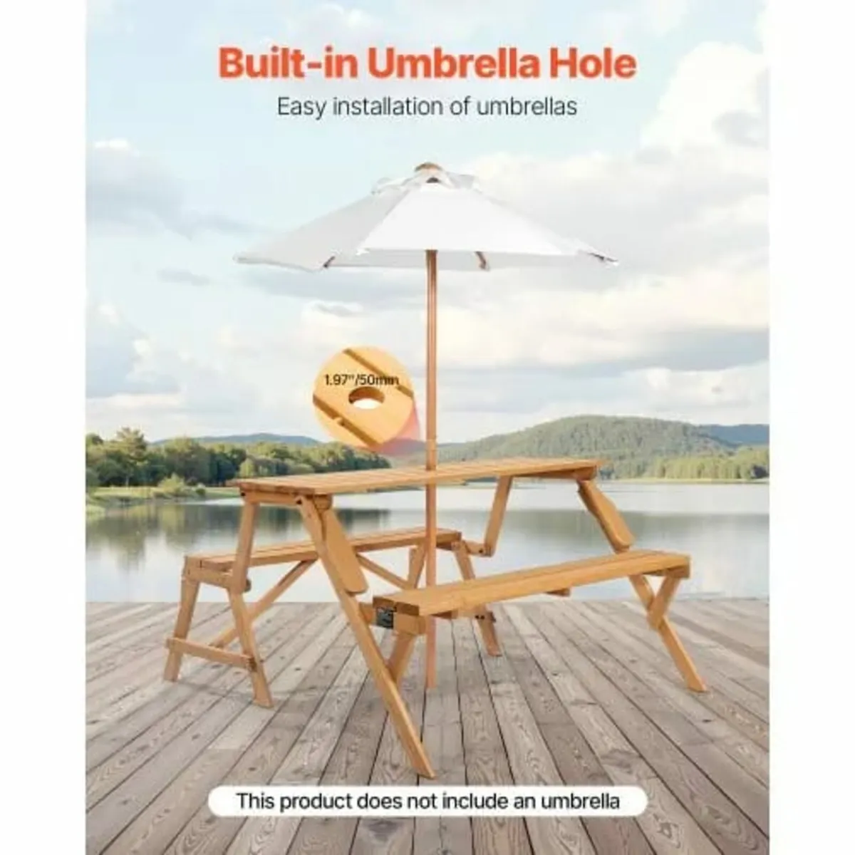2-in-1 Transforming Interchangeable Picnic Table, - Image 2
