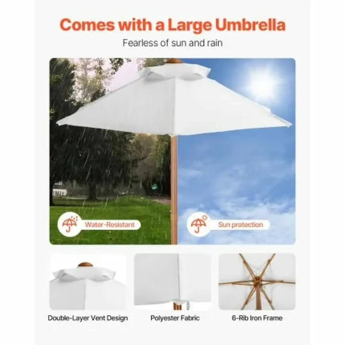 Kids Picnic Table with Umbrella, 3-in-1 Sand & Wat - Image 4