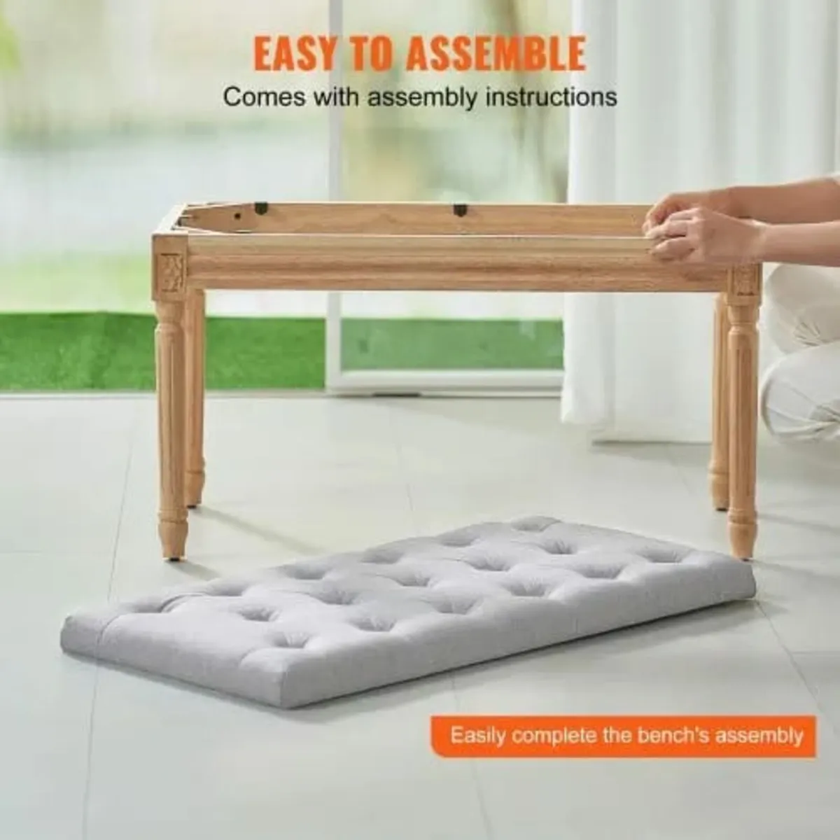 Bench, 16"W Ottoman Bench, End of Bed Bench with F - Image 2