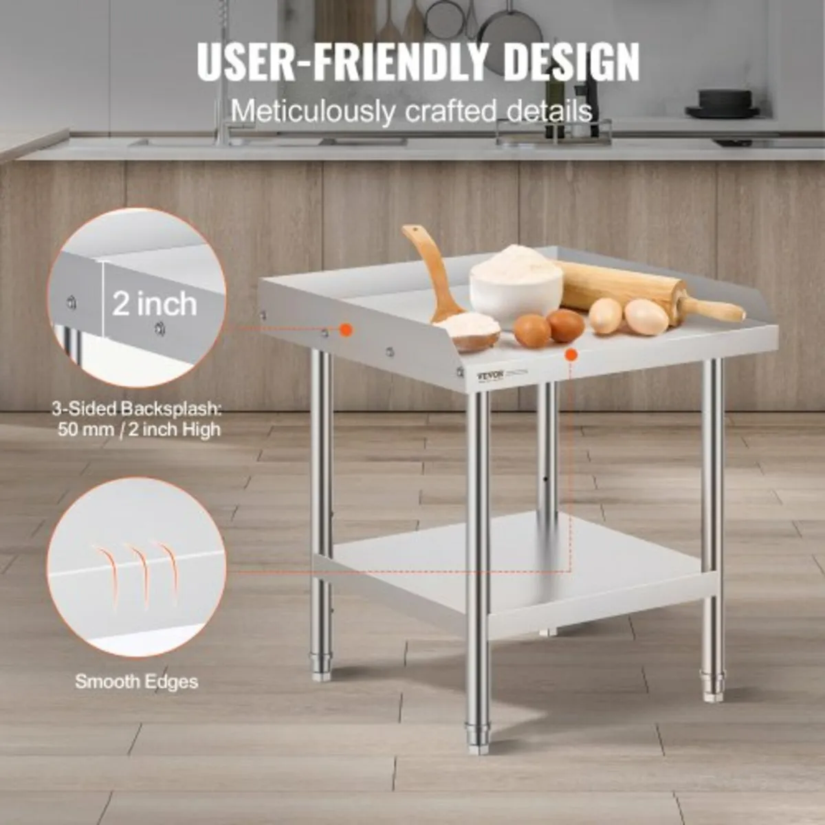 Stainless Steel Work Table, 24 x 24 x 26 Inch Comm - Image 4