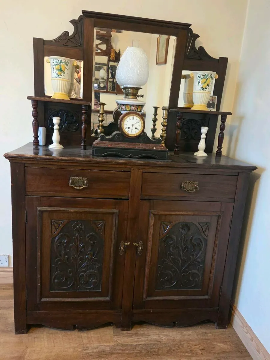 Antique Sideboard and Mirror - Image 2