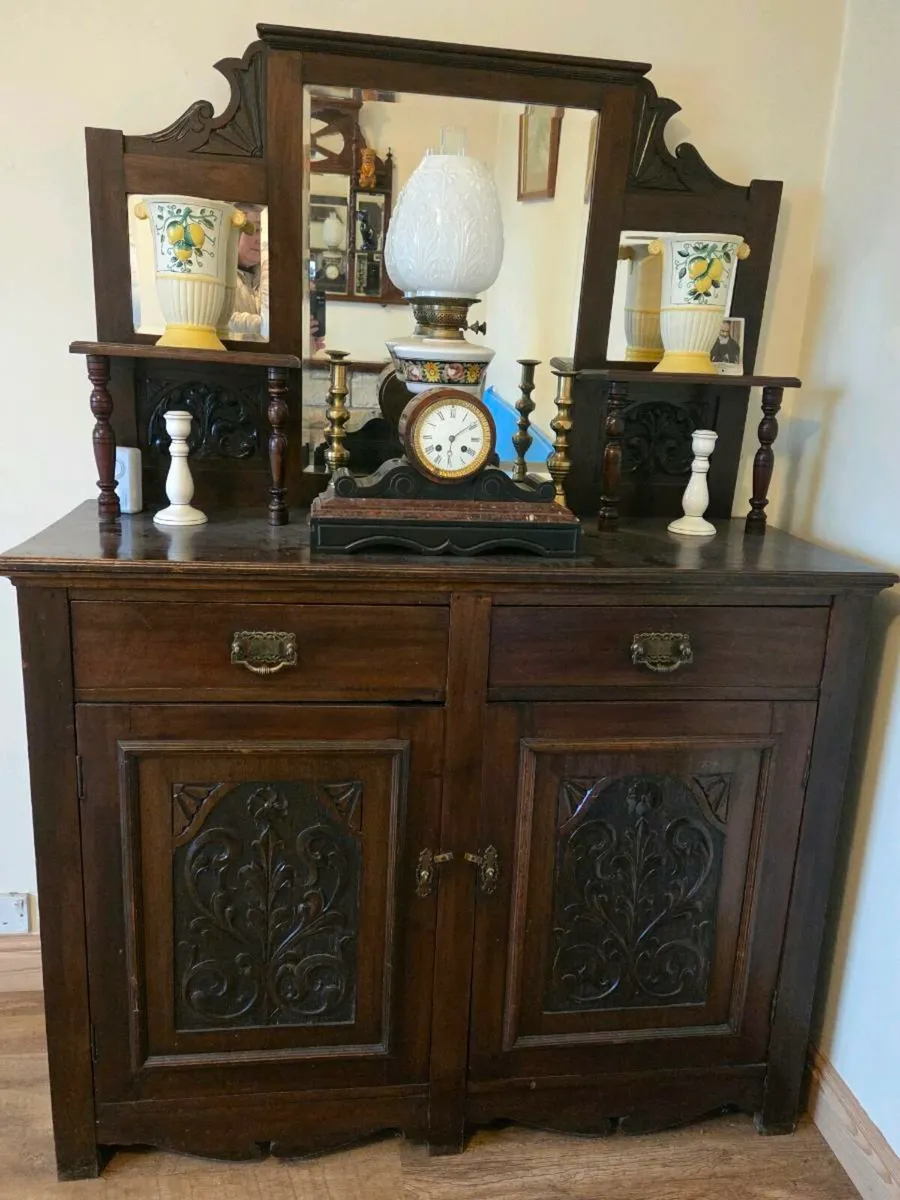 Antique Sideboard and Mirror - Image 3