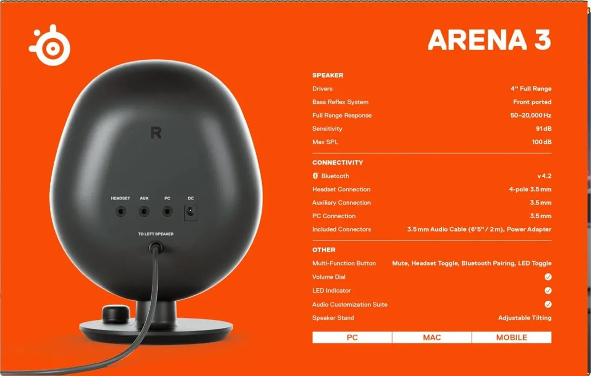 SteelSeries Arena 3 - 2.0 PC Gaming Speakers - Image 2