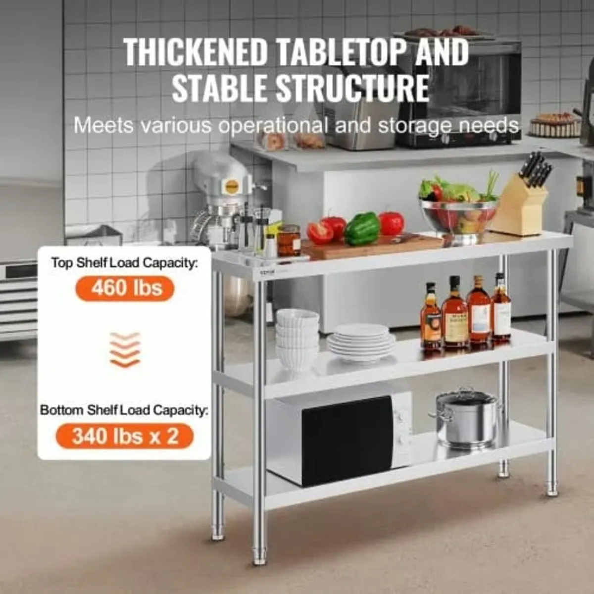 Steel Food Prep Table Commercial Kitchen Work Tabl - Image 3