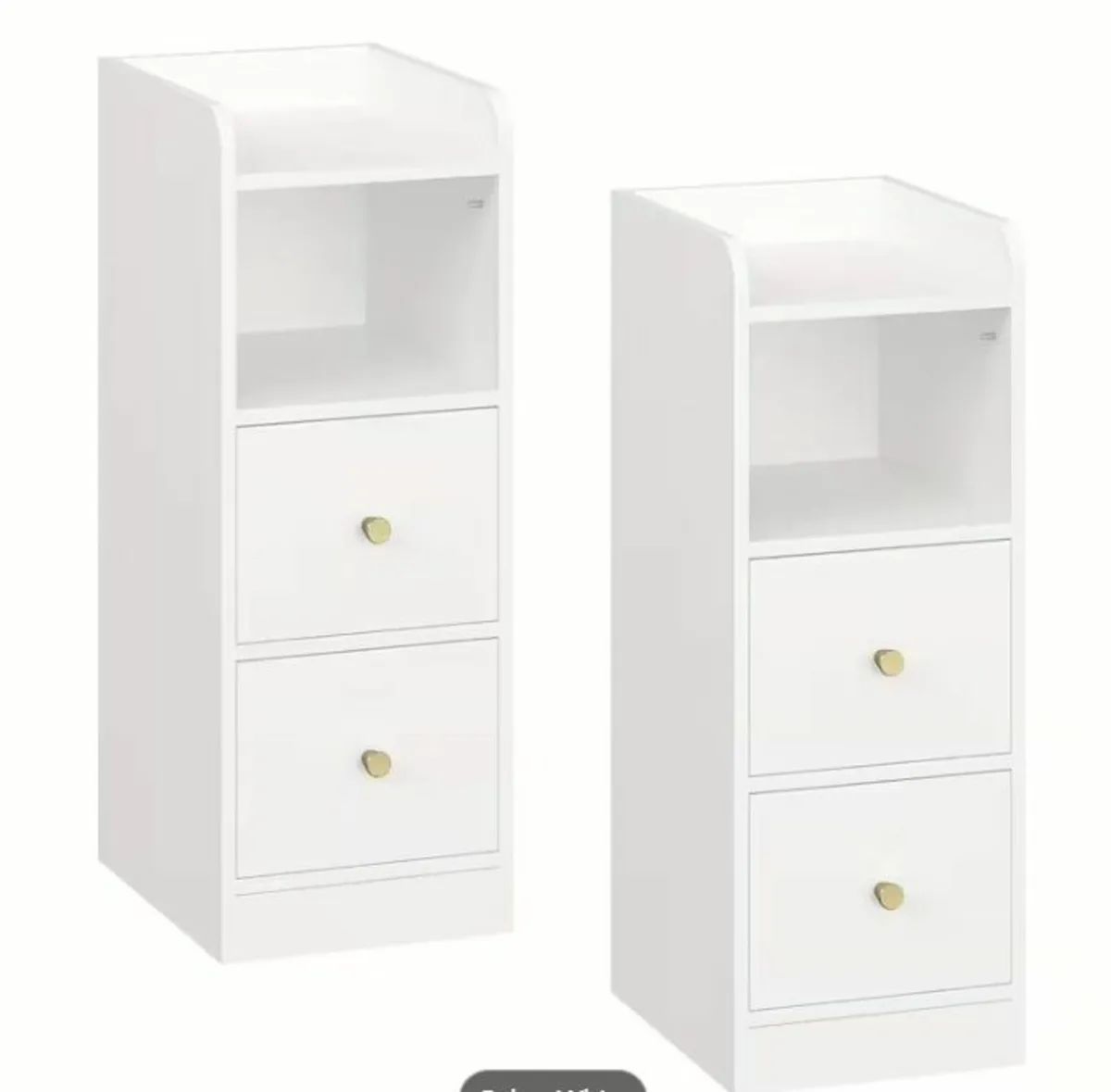Set of 2 White Bedside Tables Adjustable Drawers - Image 2