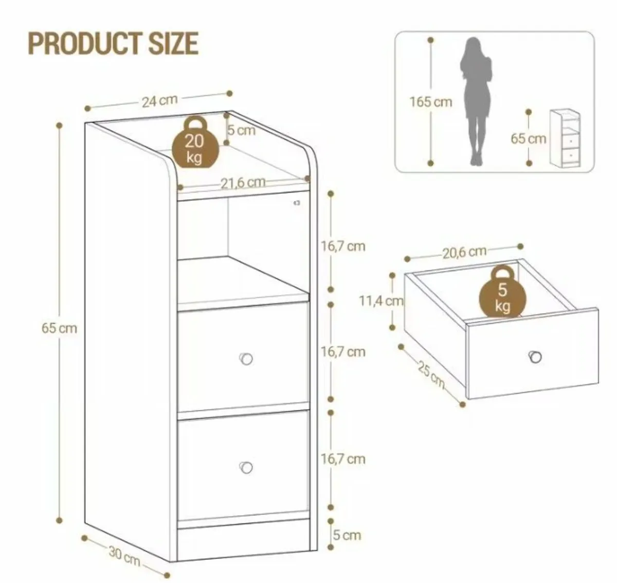 Set of 2 White Bedside Tables Adjustable Drawers - Image 4