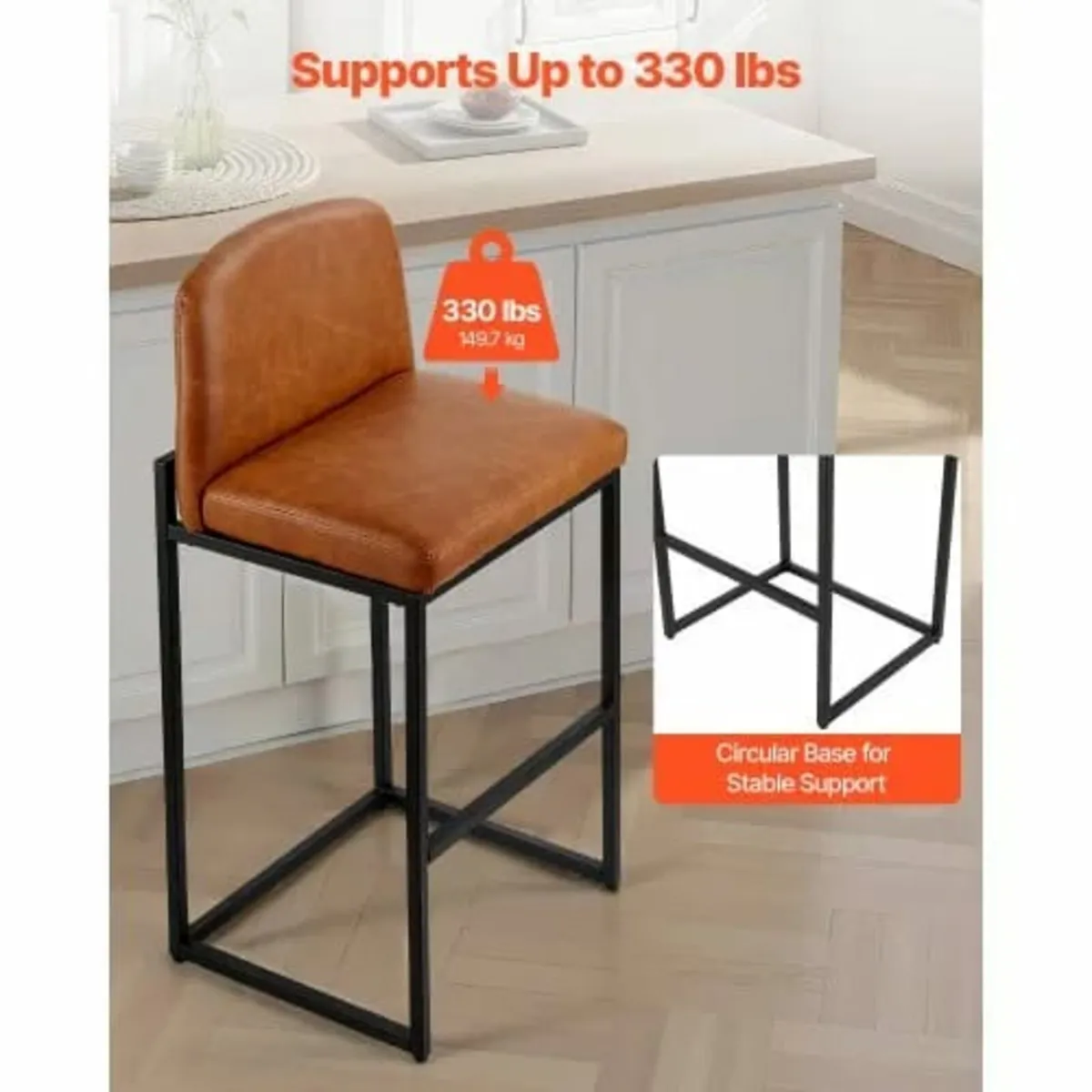 Bar Stool Set of 4, 68cm Counter Height Stools, Mo - Image 2