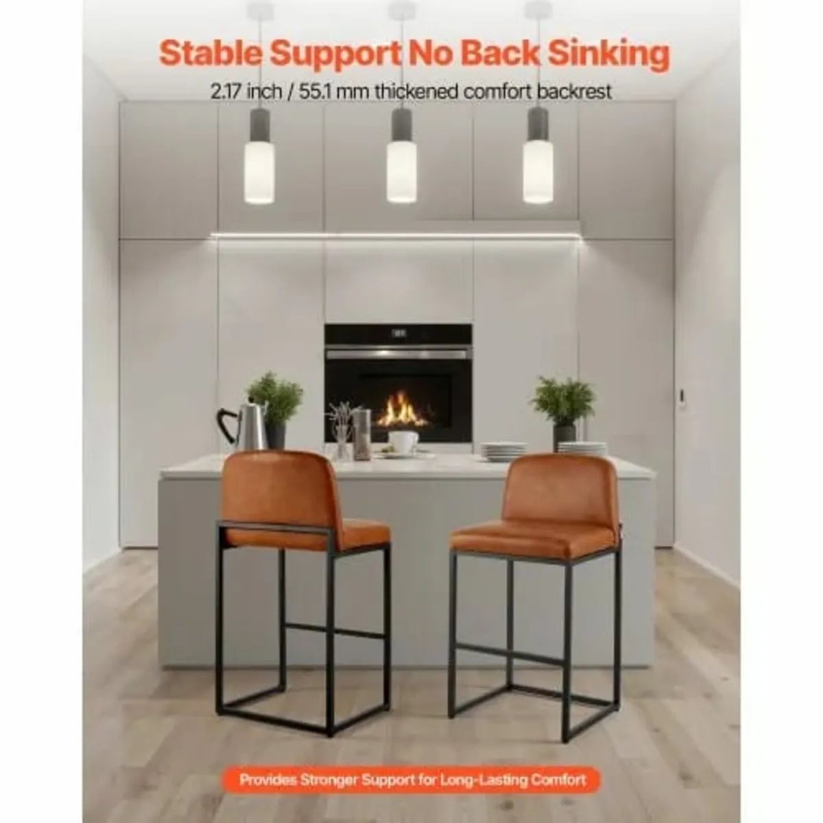 Bar Stool Set of 4, 68cm Counter Height Stools, Mo - Image 4