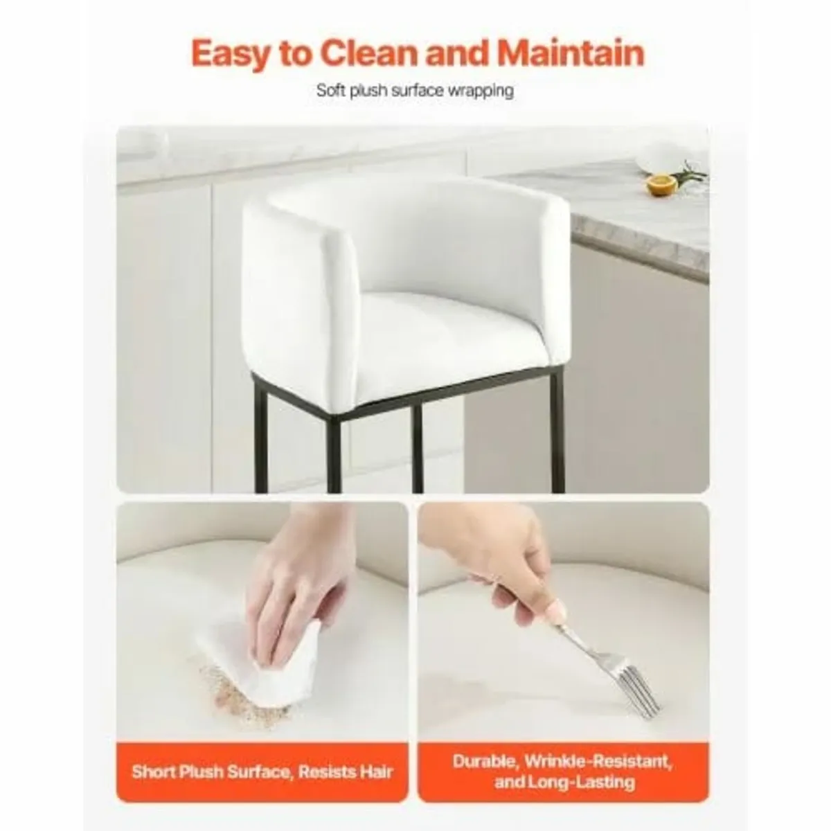 Bar Stool Set of 3, 63cm Counter Height Stools, Co - Image 3
