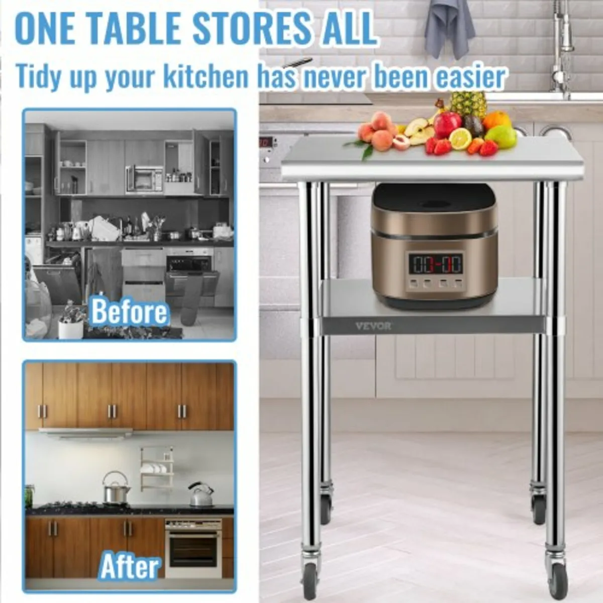 Stainless Steel Prep Table, 61 x 61 x 91 cm, 272 k - Image 4