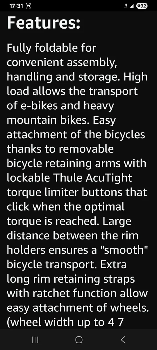 Thule tow hitch bike carrier - Image 1
