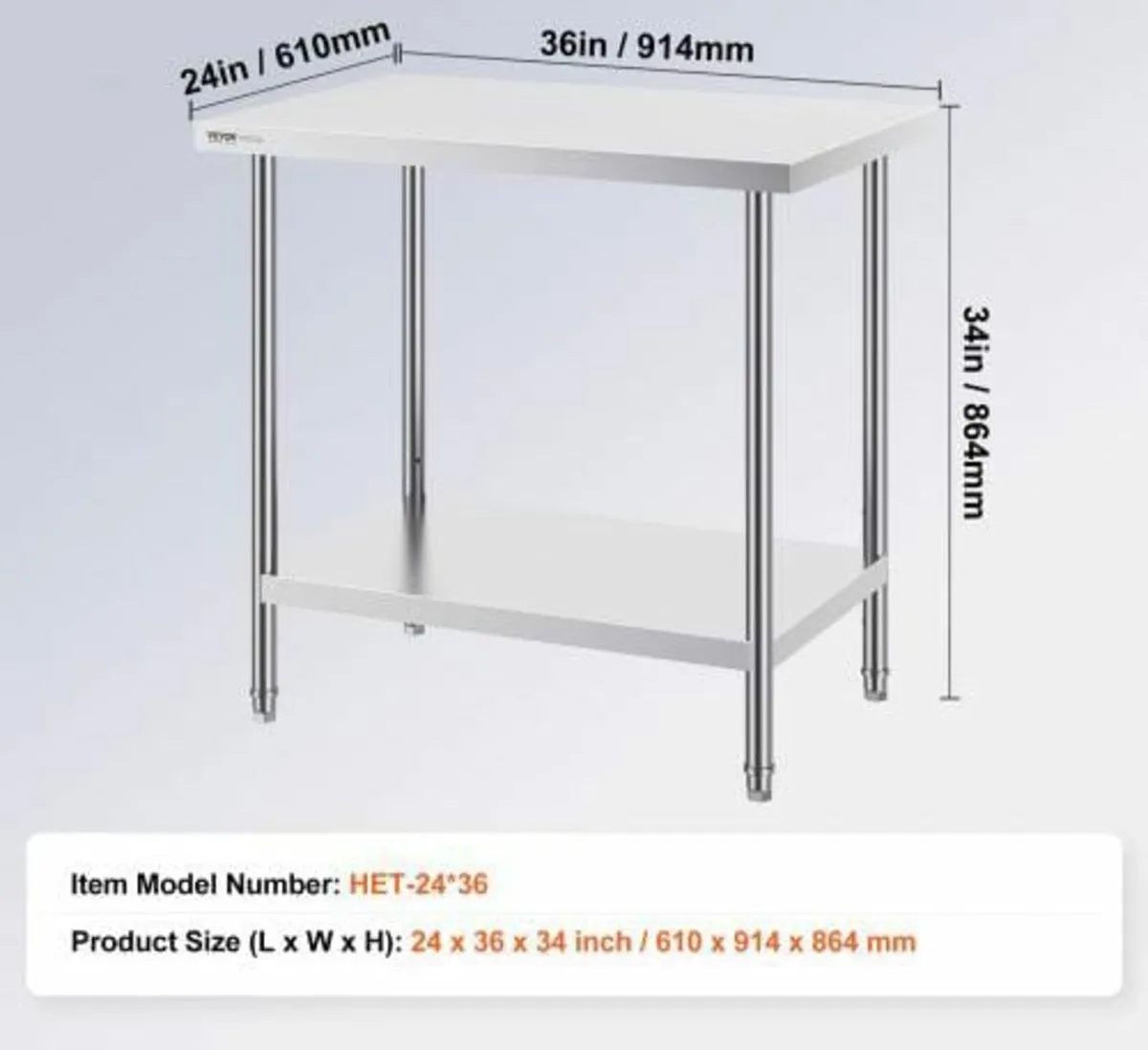 Table, 24 x 36 x 34 Inch, Heavy Duty Metal Worktab - Image 4