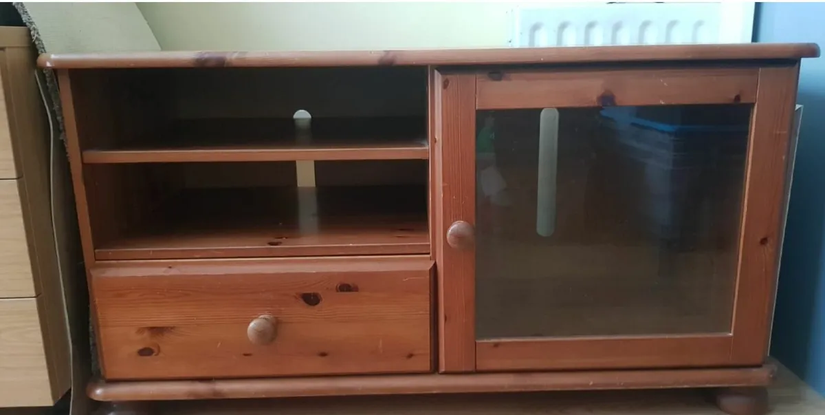 Pine TV Stand Unit with drawer and shelves - Image 1