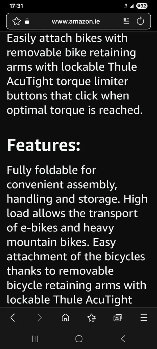 Thule tow hitch bike carrier - Image 3