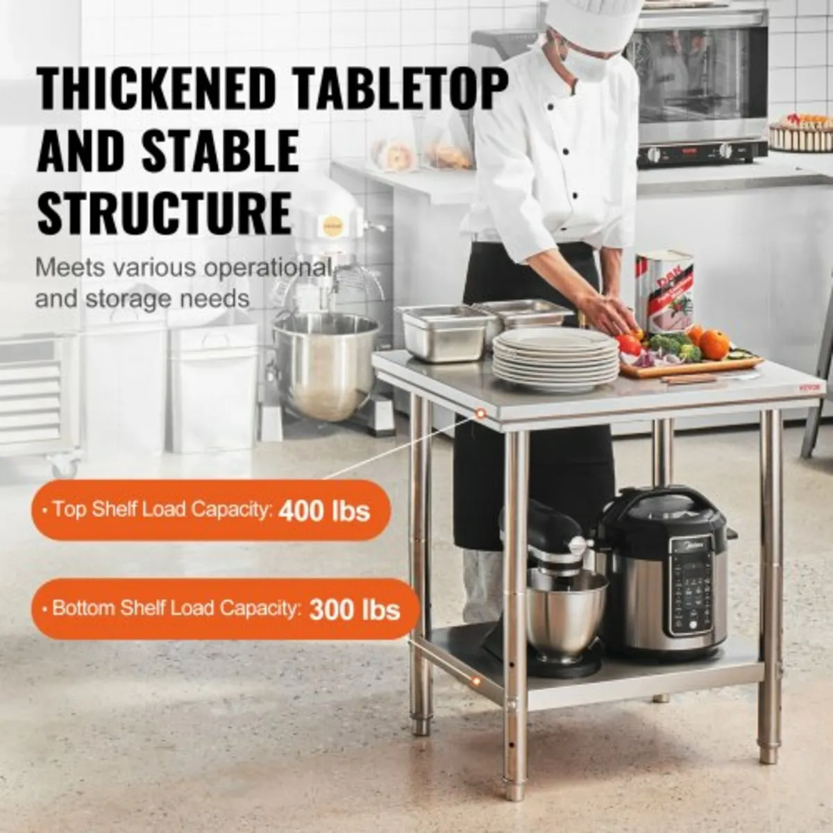 Work Table 24 x 30 x 32 Inches NSF Stainless Steel - Image 3