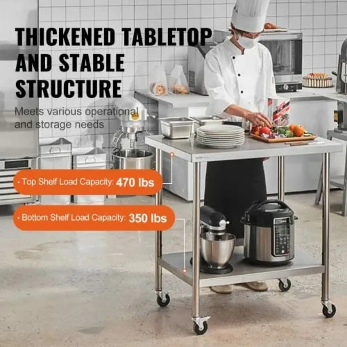 Stainless Steel Work Table 30 x 36 x 38 Inch, with - Image 3