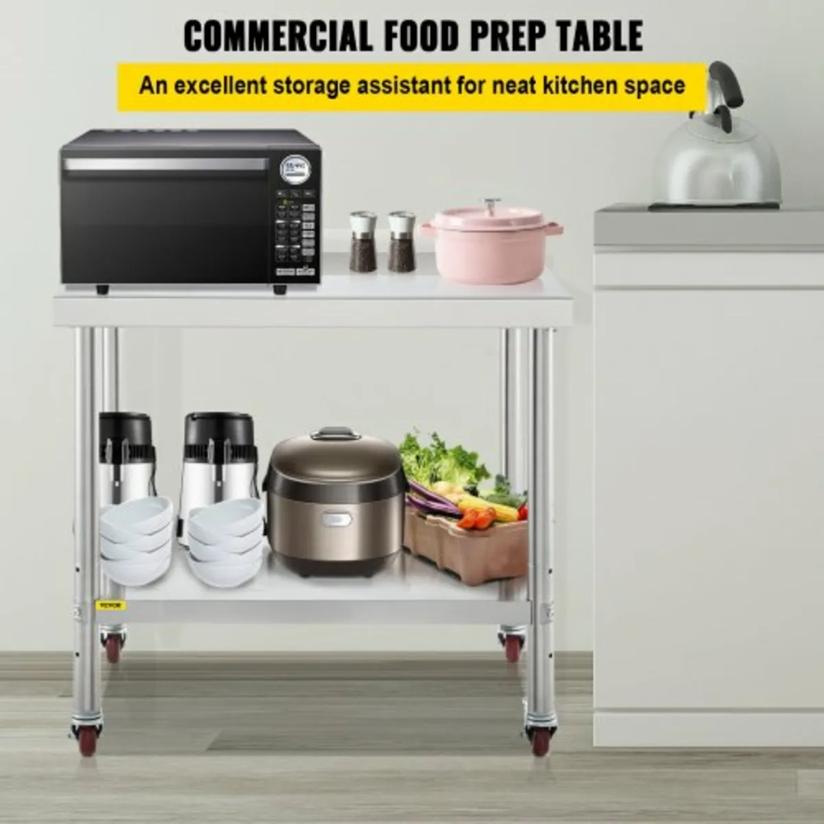 Stainless Steel Prep Table, 36 x 24 x 35 Inch, 440 - Image 2