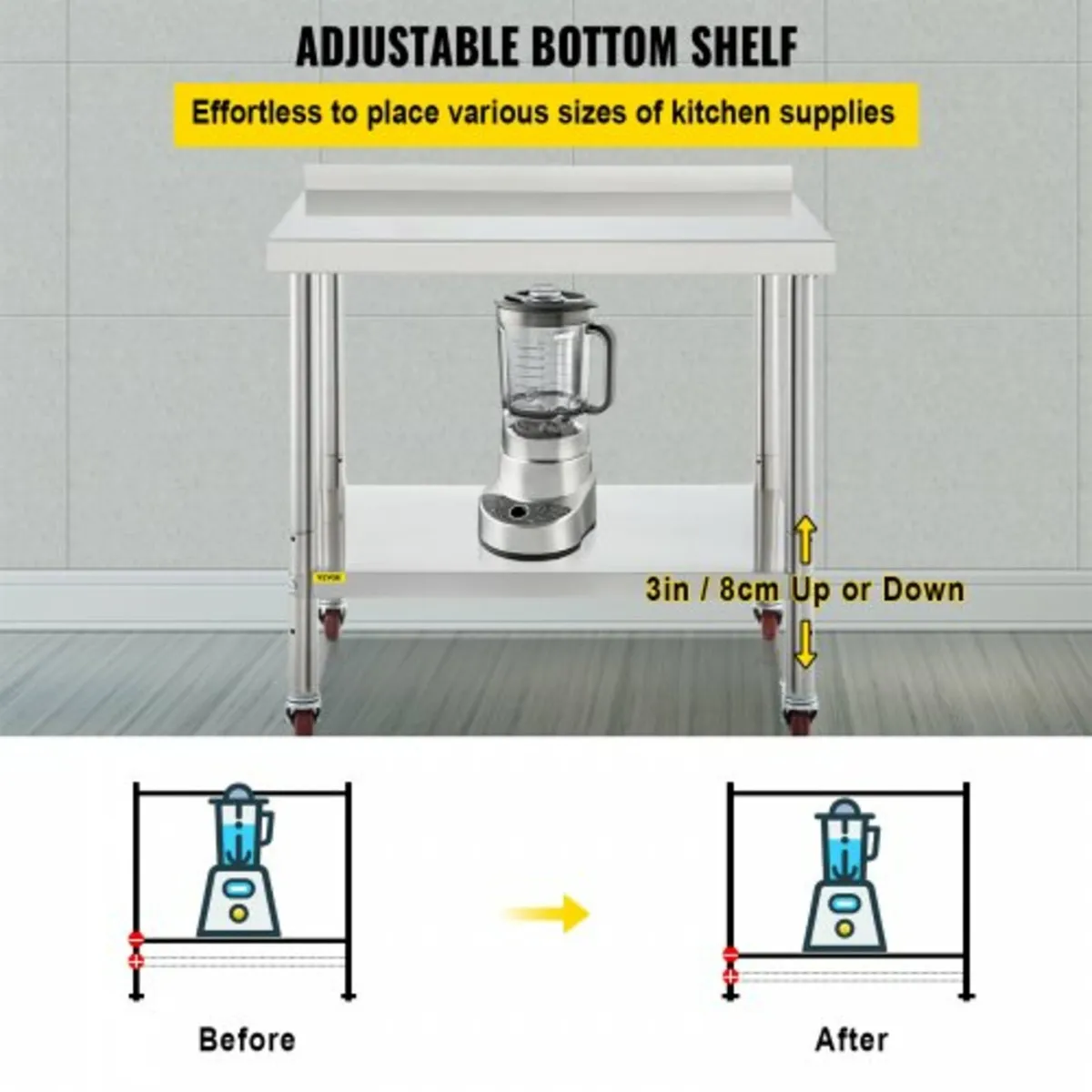 Stainless Steel Prep Table, 36 x 24 x 35 Inch, 440 - Image 3