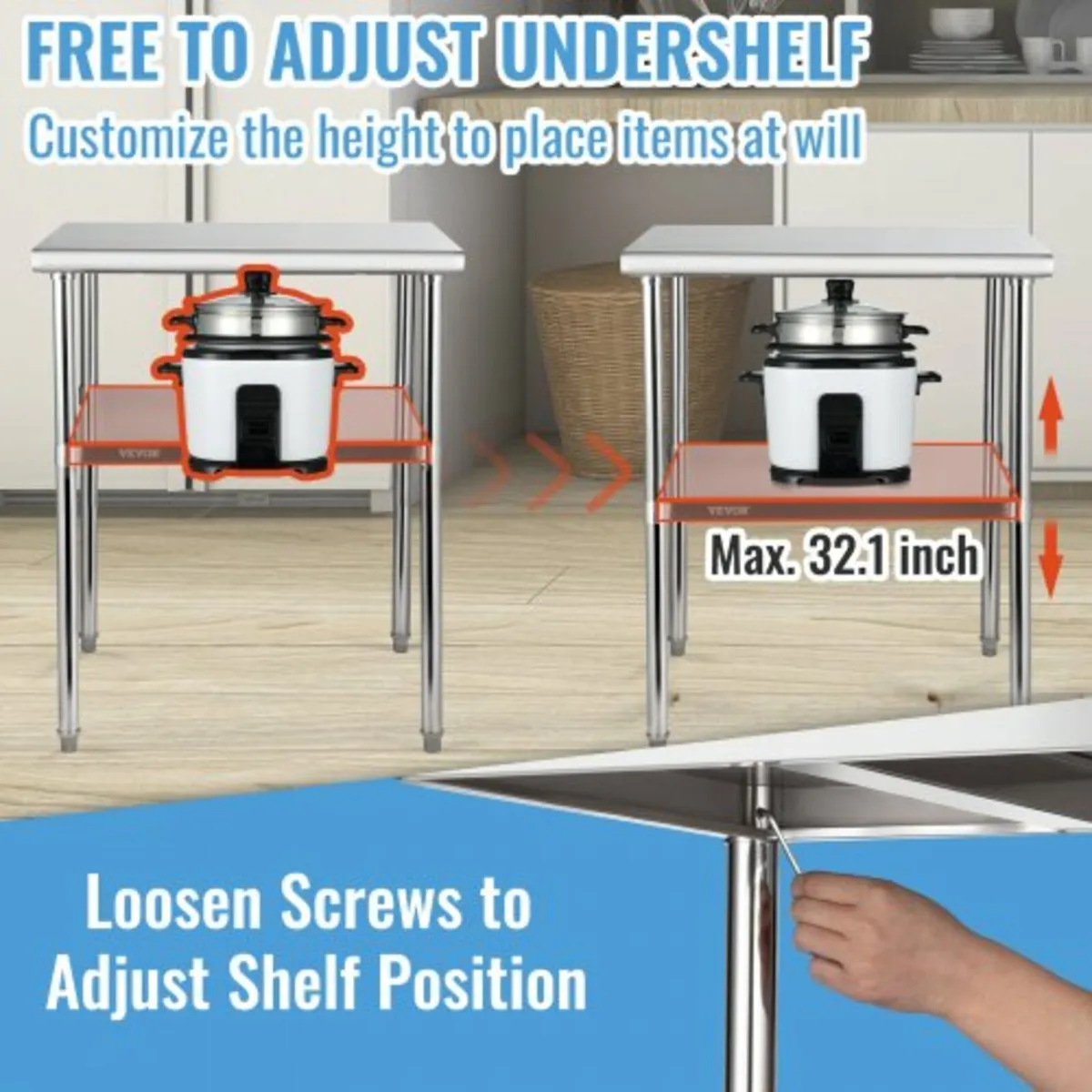 Stainless Steel Prep Table, 30 x 30 x 36 Inch, 800 - Image 4