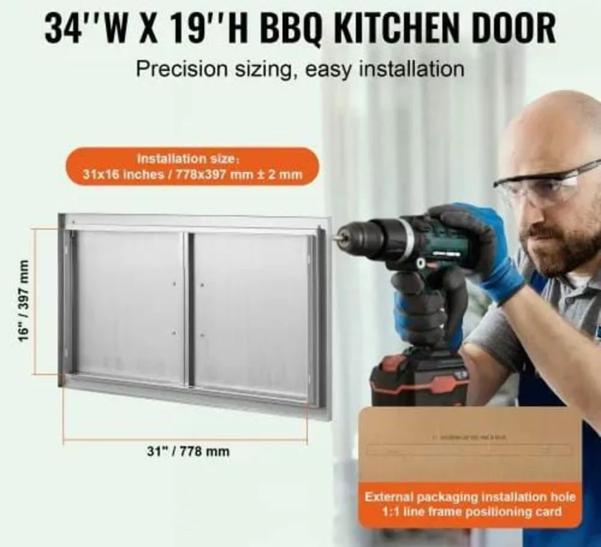 BBQ Access Door, 863x482 mm Double Outdoor Kitchen - Image 2