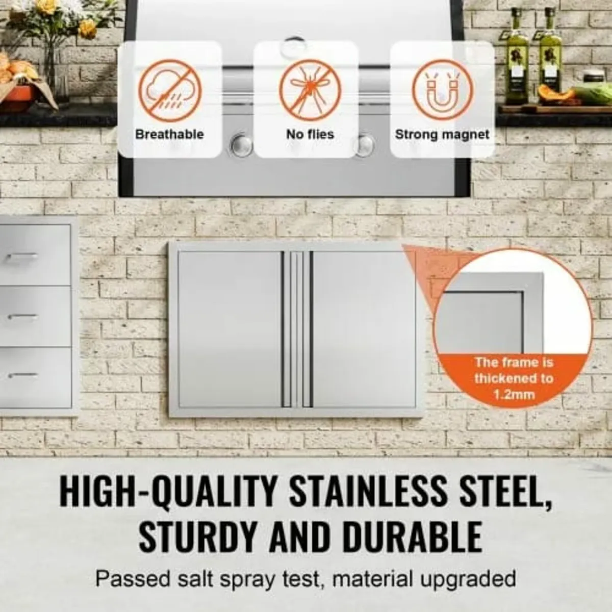 774x532 mm Double Outdoor Kitchen Door, Stainless - Image 3