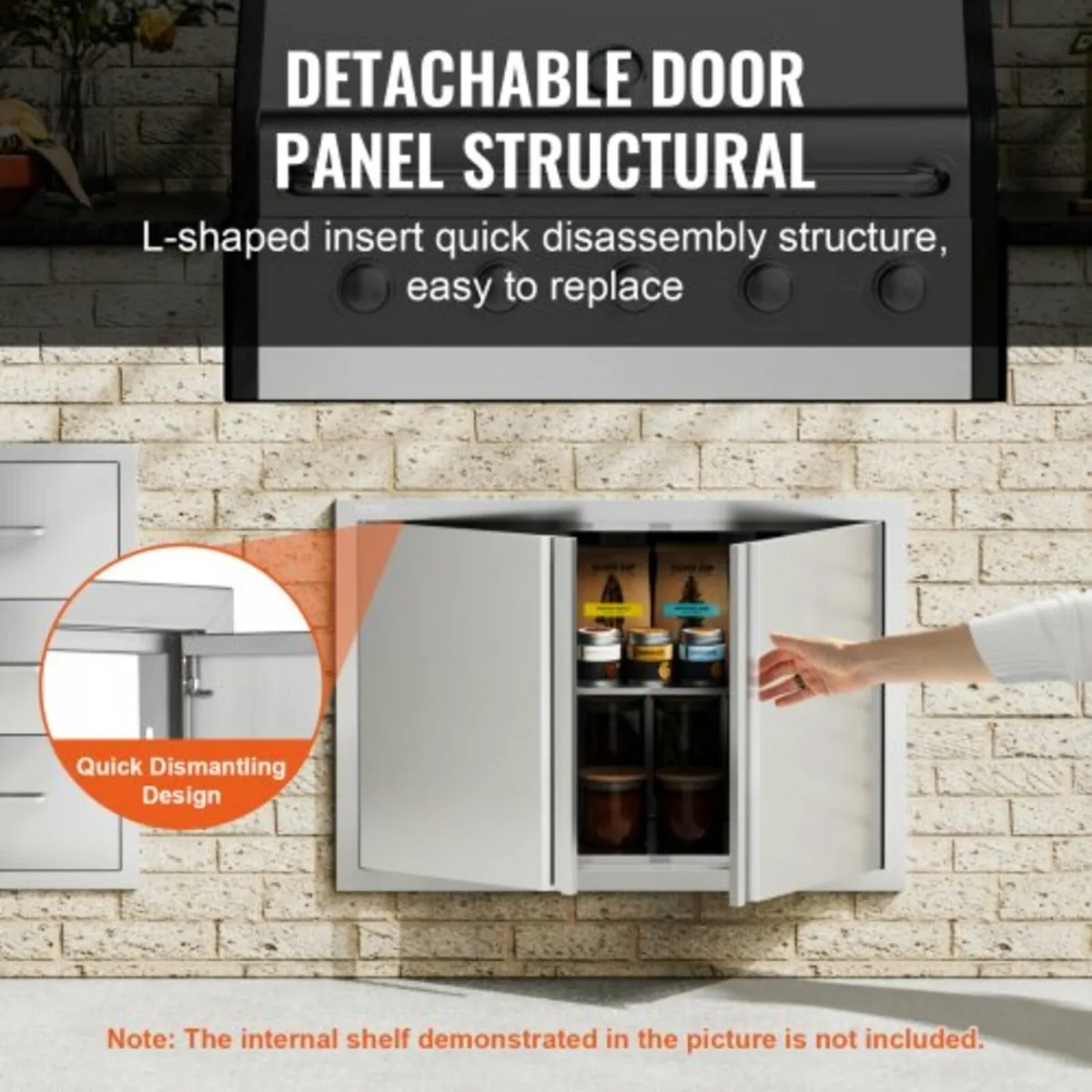 774x532 mm Double Outdoor Kitchen Door, Stainless - Image 4