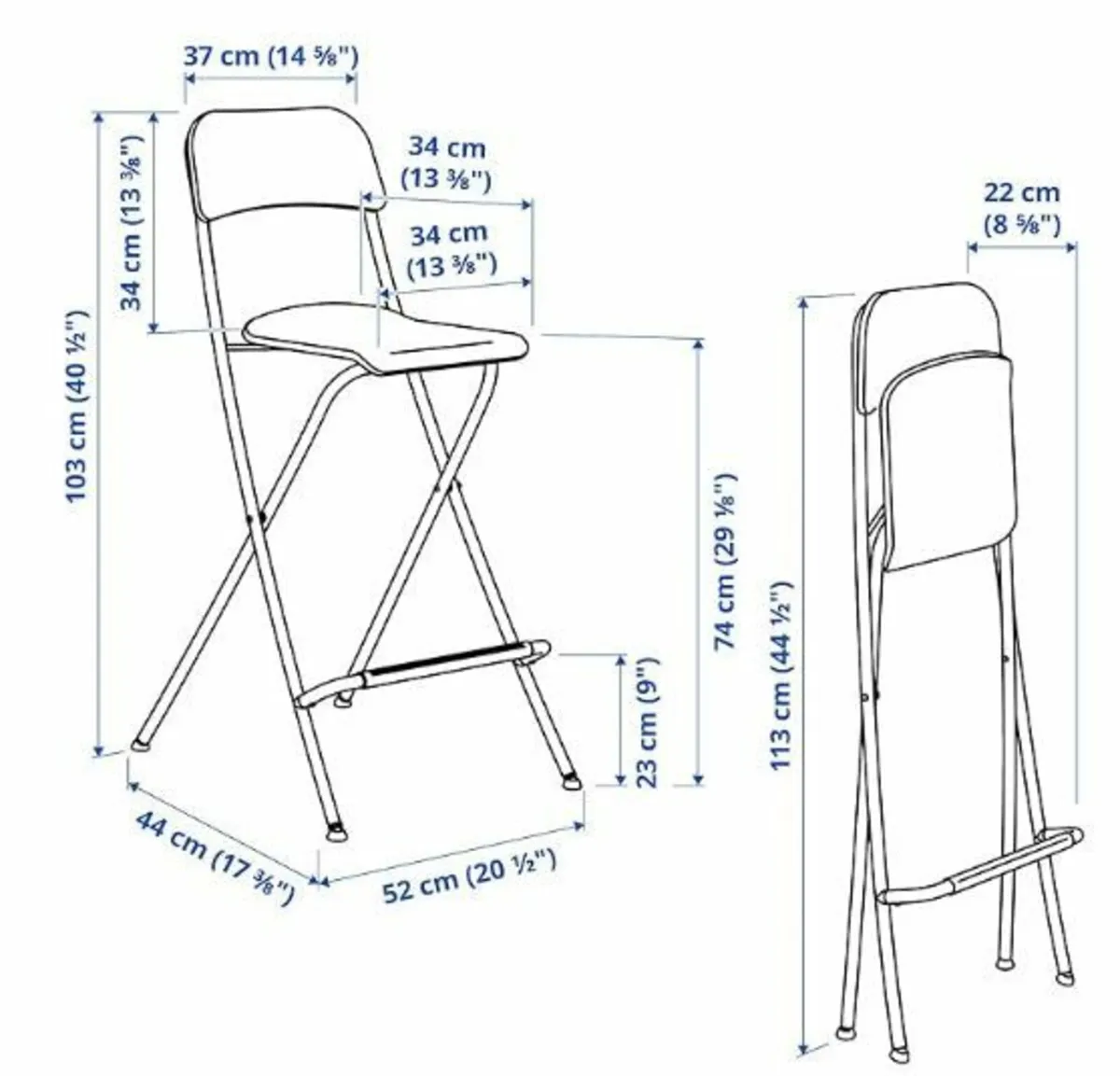 2 × FRANKLIN Folding Bar stool with backrest - Image 2