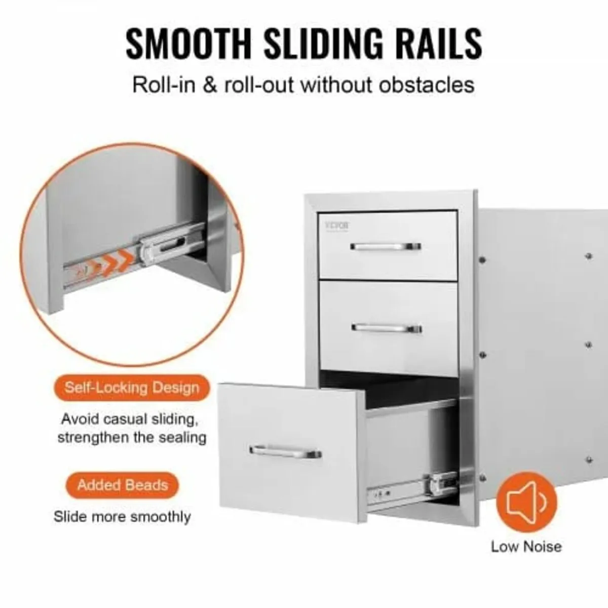 Stainless Steel 3 Chest Of Drawers W/handle 35*58c - Image 3