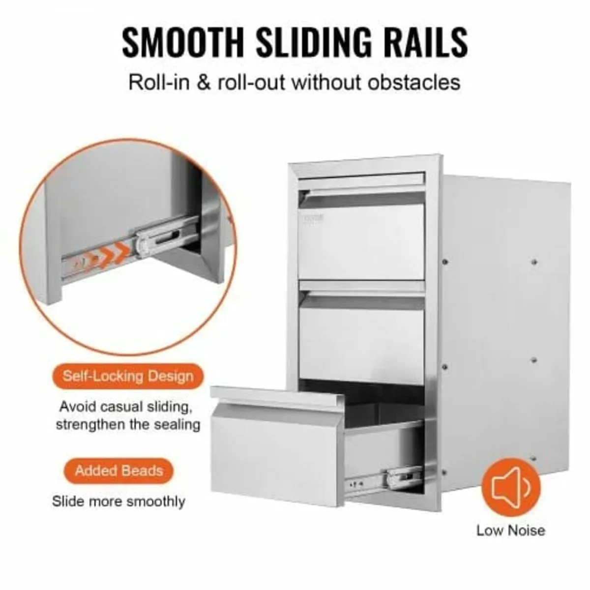 201 Stainless Steel Triple Access Drawer Outdoor K - Image 3