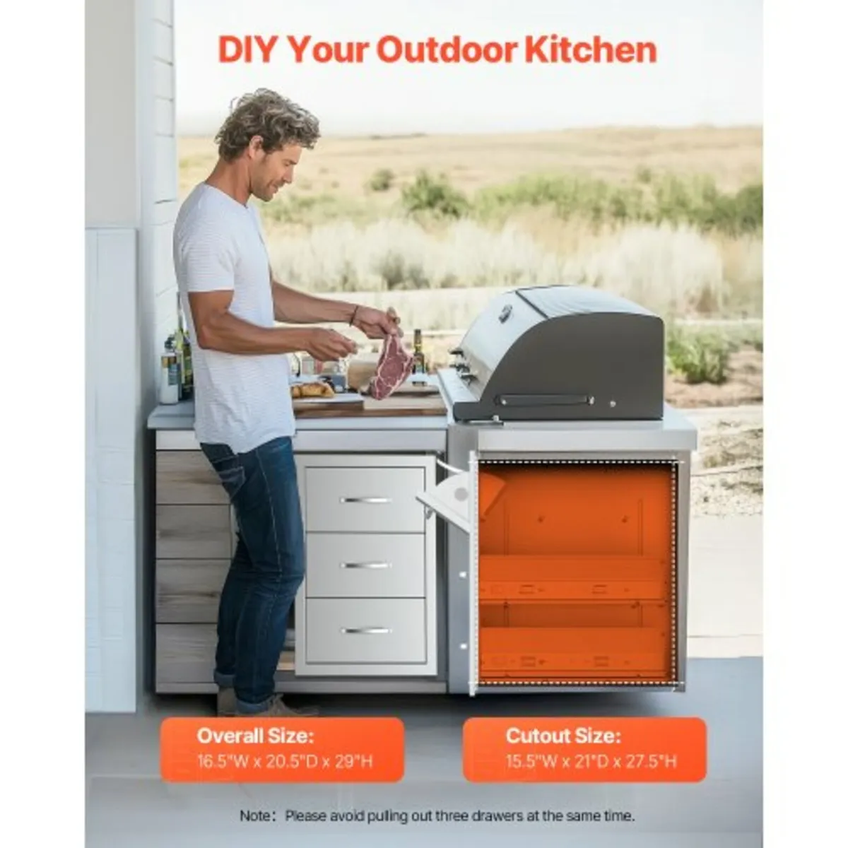 Outdoor Kitchen Drawers, 16.5"W x 29"H x 20.5"D Tr - Image 4