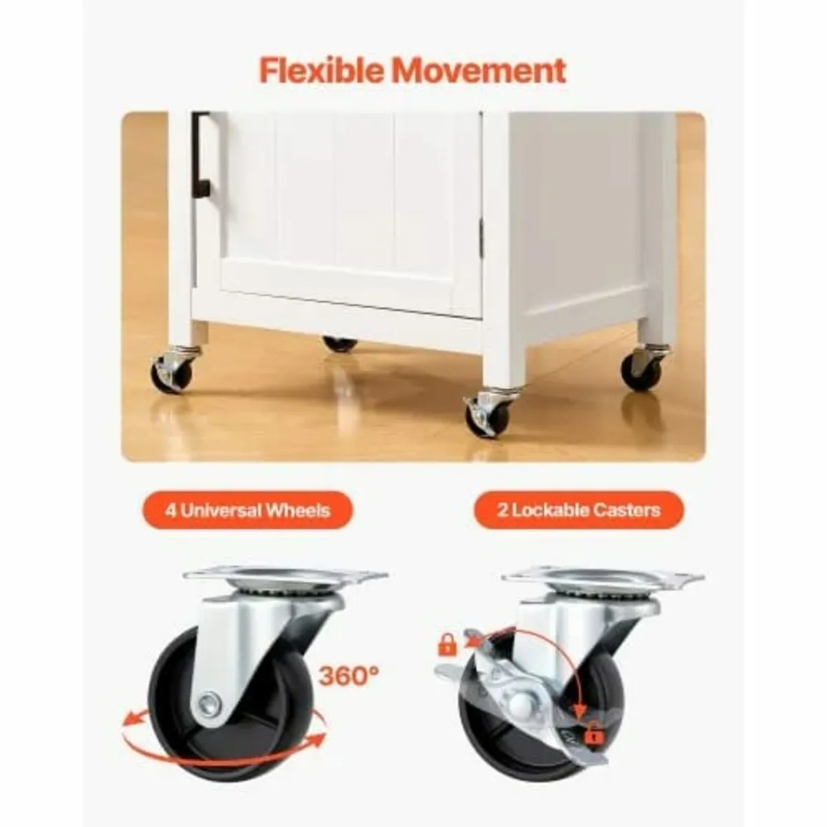 Kitchen Island Cart with Single Door Cabinet, Mobi - Image 4