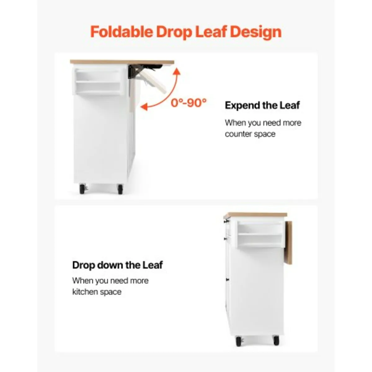 Kitchen Island Cart with Storage, 153 cm Wide Mobi - Image 3