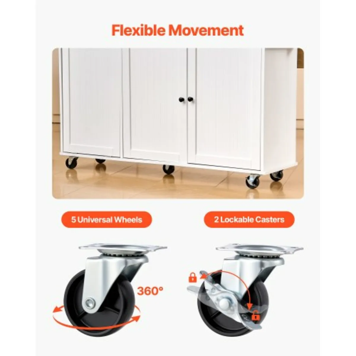 Kitchen Island Cart with Storage, 153 cm Wide Mobi - Image 4
