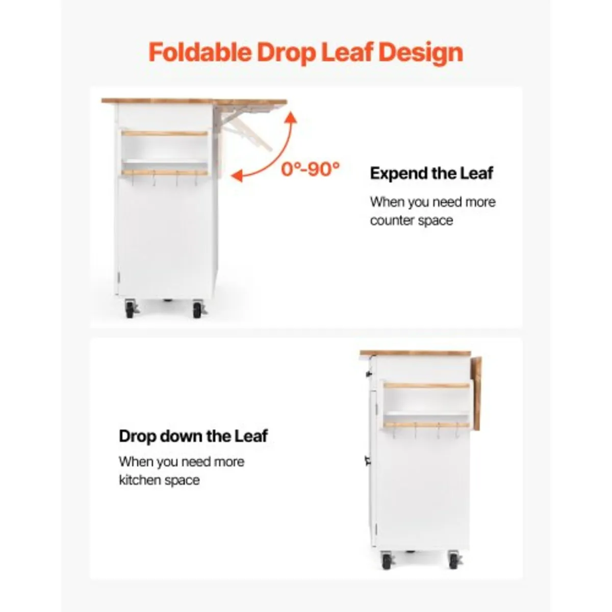 Kitchen Island Cart, with Solid Wood Top and Stora - Image 4