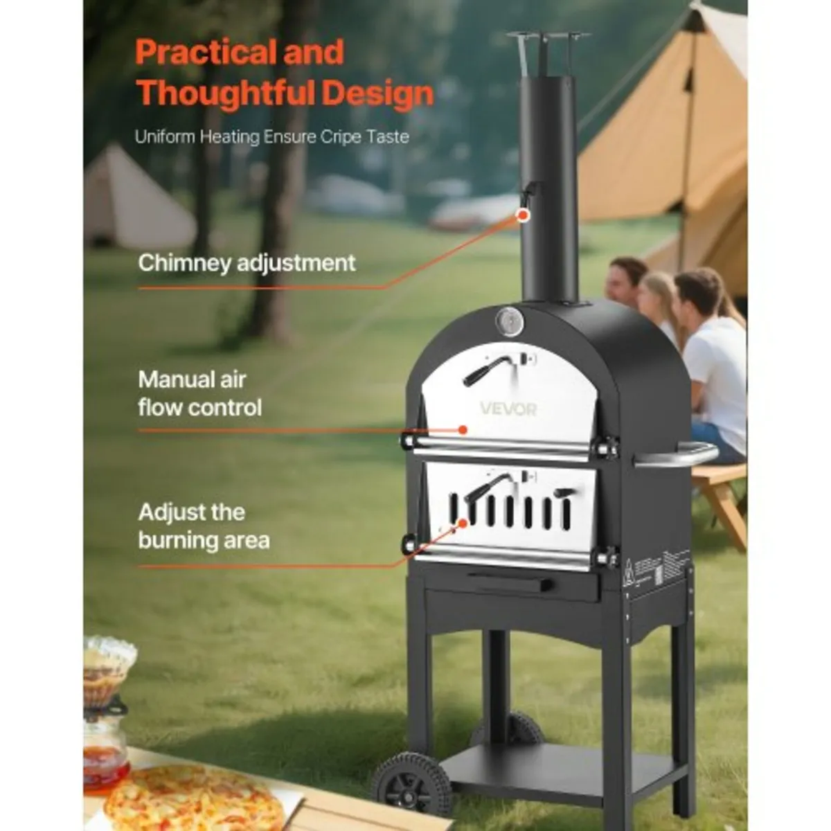 Outdoor Pizza Oven, 12" Pellet Fire Ovens, 2-Layer - Image 2