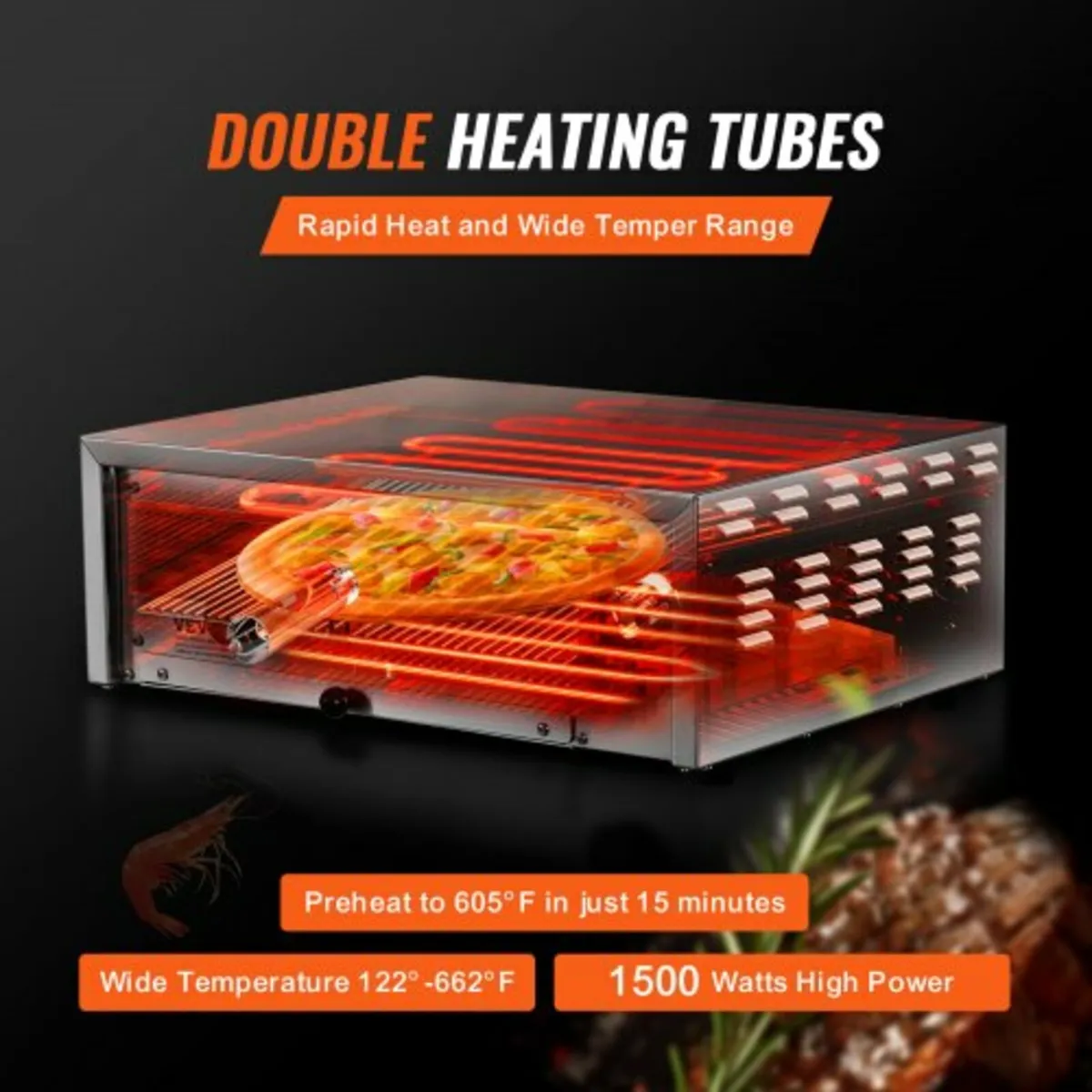 Countertop Electric Pizza Oven, 12-inch, 1500W, 0- - Image 3