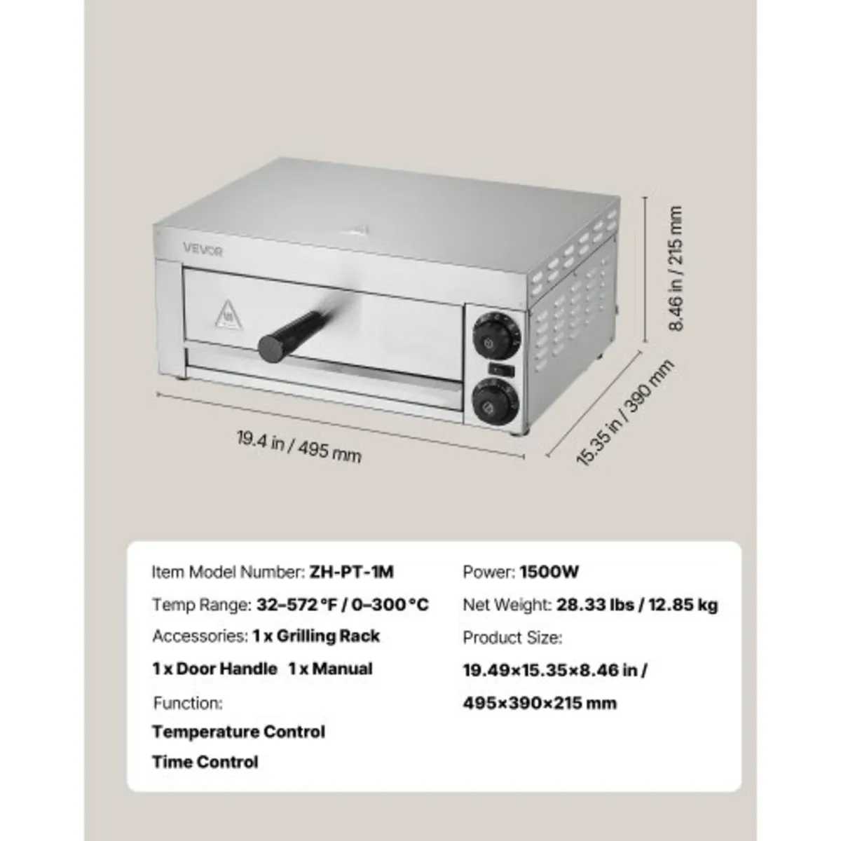Electric Pizza Oven for Countertops, 12-inch, 1500 - Image 2