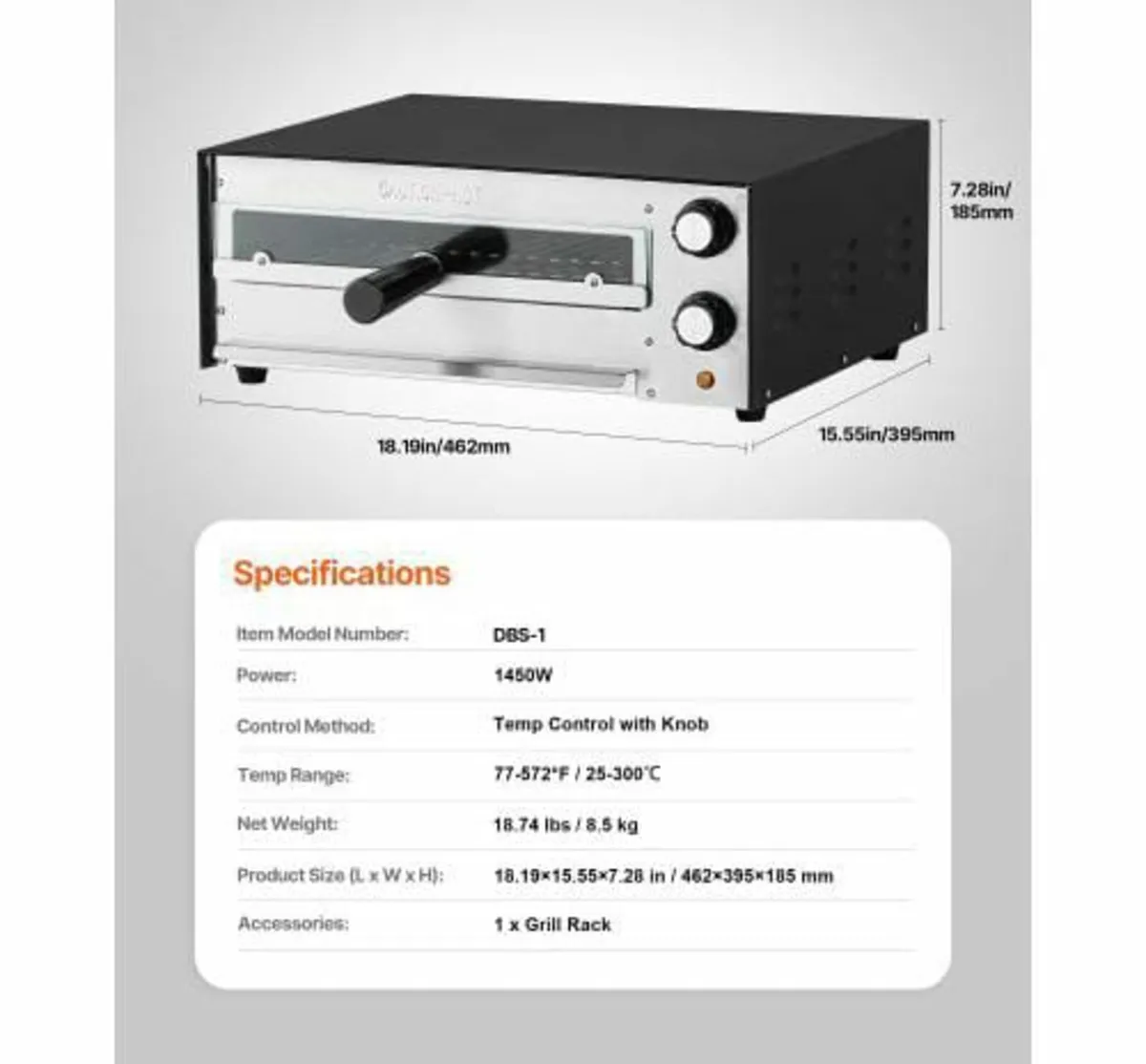 Electric Pizza Oven, 12-inch Countertops Pizza Ove - Image 2