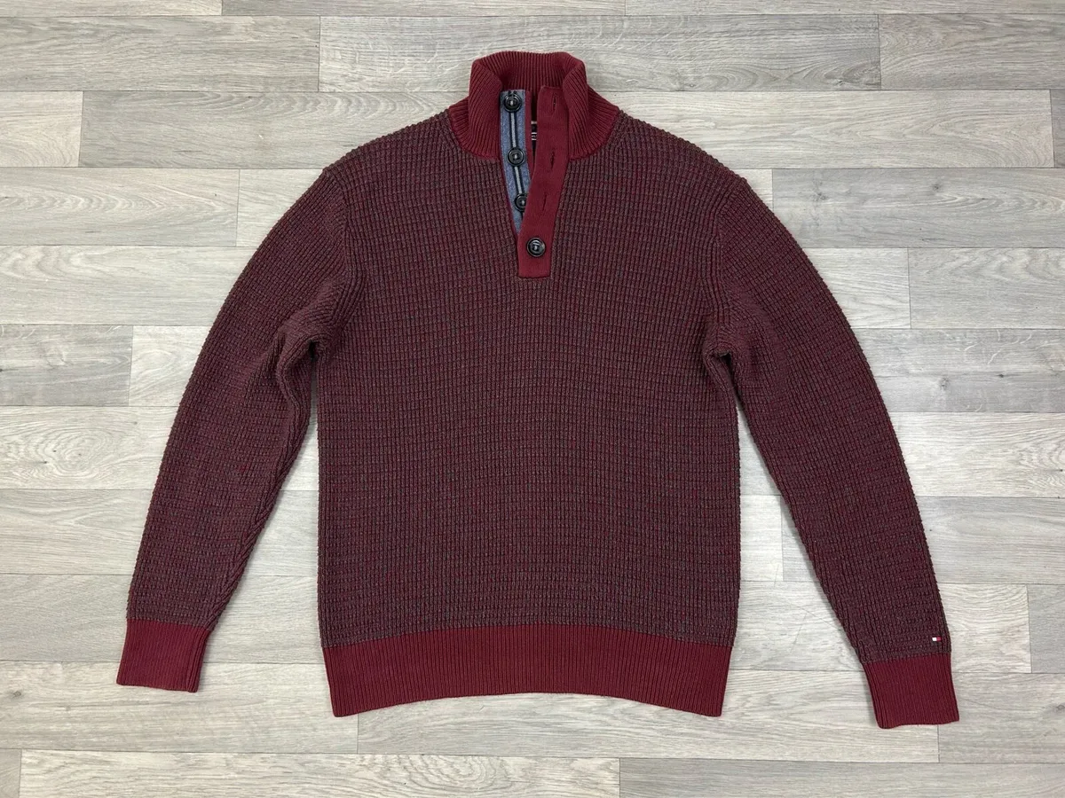 Tommy Hilfiger Half Button Knitted Cotton Jumper - Image 1