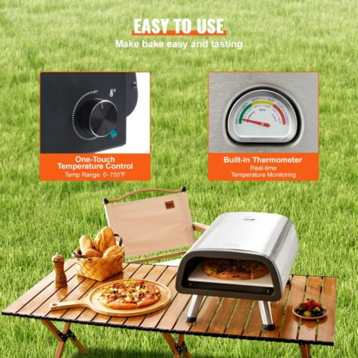 12" Electric Pizza Oven Countertop, Stainless Stee - Image 2