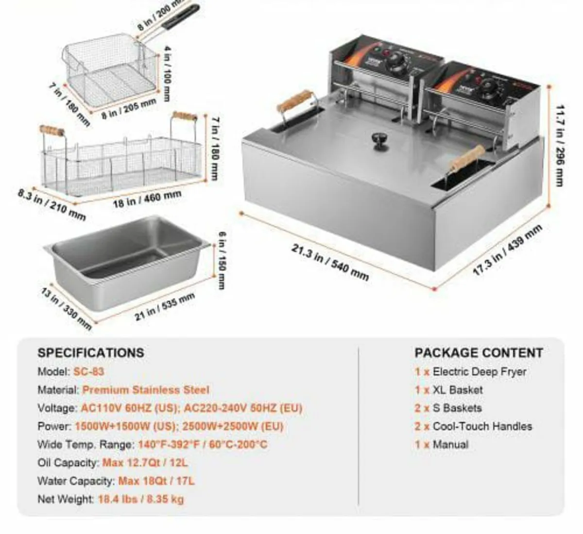 Commercial Deep Fryer, Electric Turkey Fryer with - Image 2