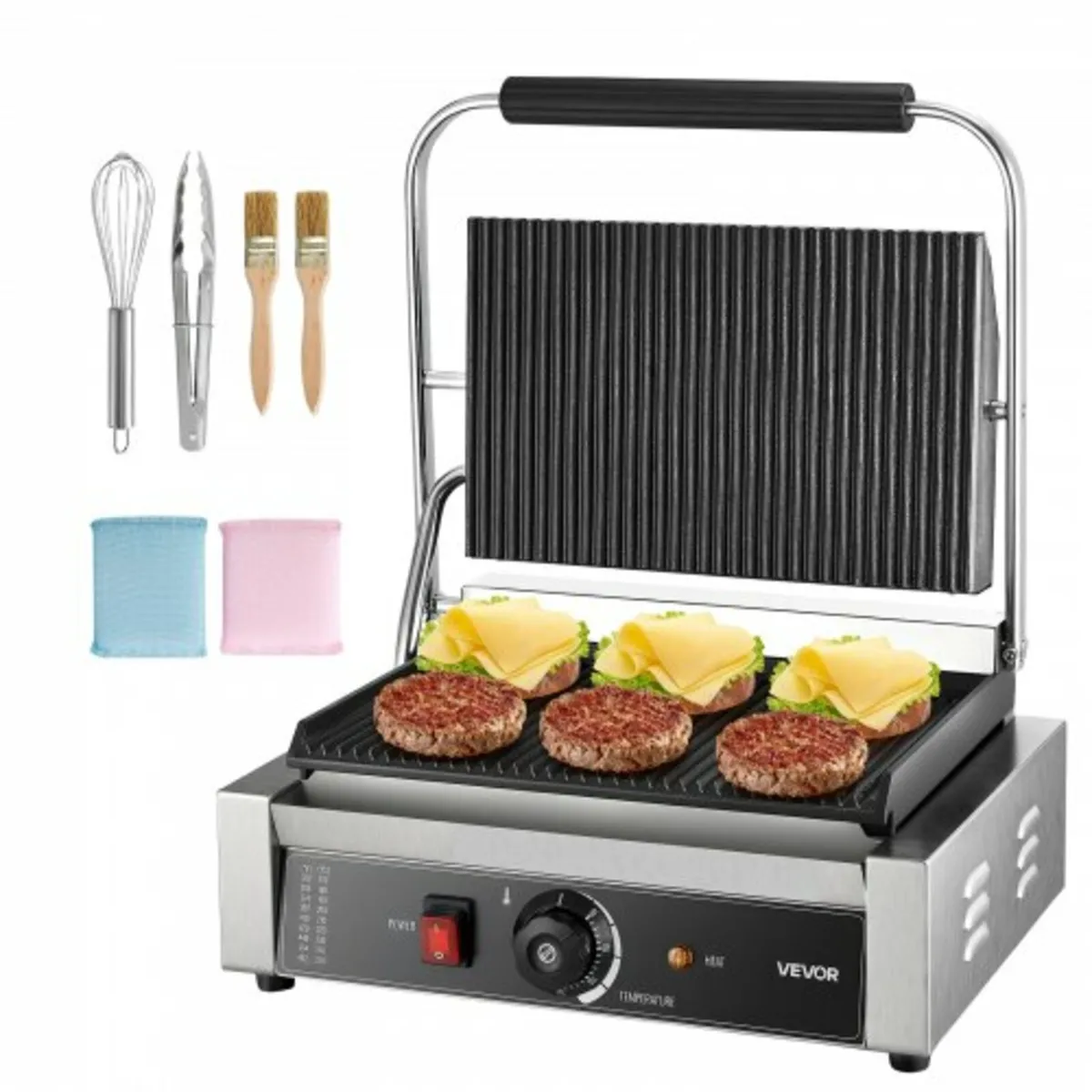 Commercial Panini Grill, 2200W Electric Sandwich P - Image 1